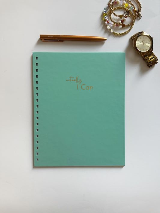 2025 Ready to Go Teal "actually I can" Planner with a Productivity Layout