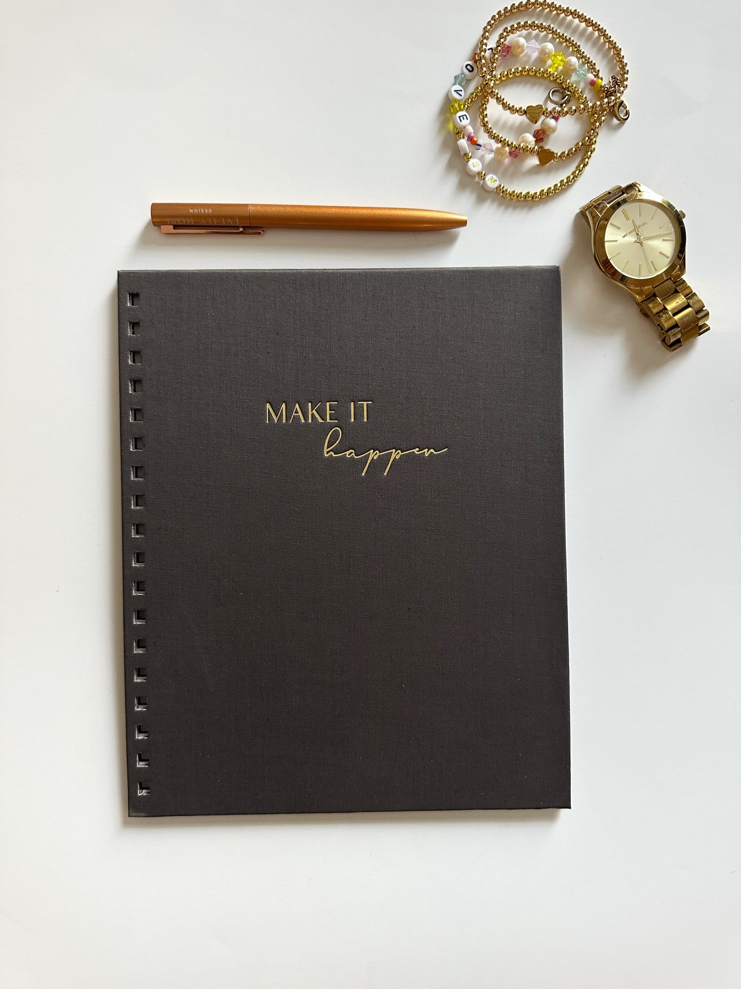 2025 Ready to Go Charcoal "Make it Happen" Planner with a Productivity Layout