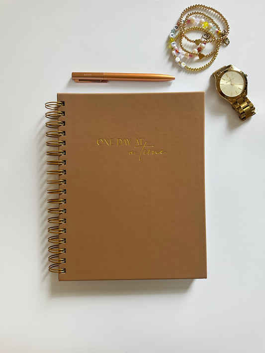 2025 Ready to Go Tan "One Day at a Time" Planner with a Hourly Layout